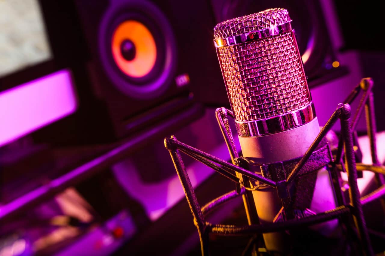 recording studio vintage microphone.